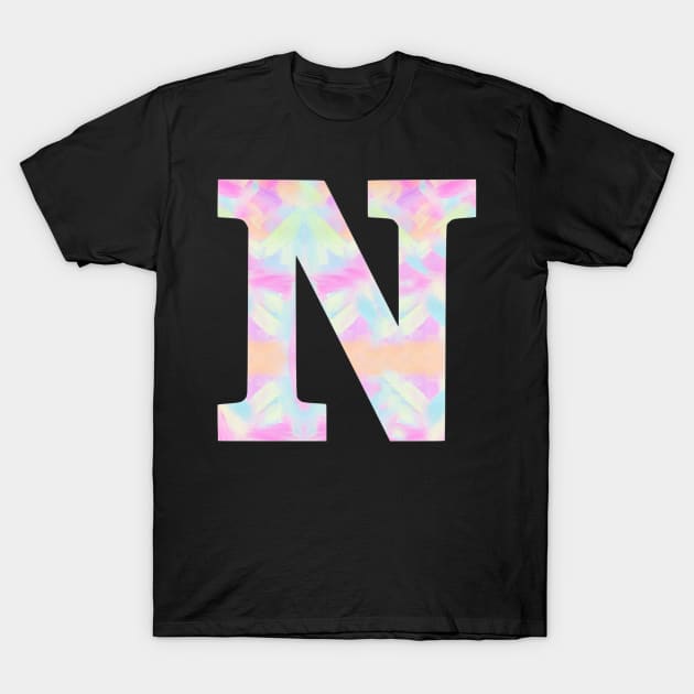 The Letter N Rainbow Design T-Shirt by Claireandrewss